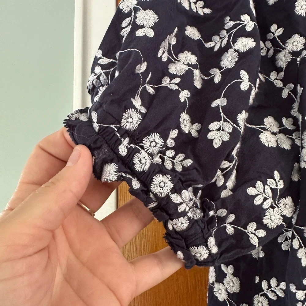 Ann Taylor Navy Blue Floral Blouse - Picture 5 of 6